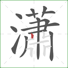 瀟的笔顺第14画：竖