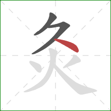 灸的笔顺第3画:点 灸的笔顺第3画:点