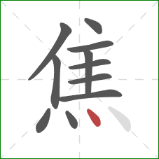 焦的笔顺第11画：点