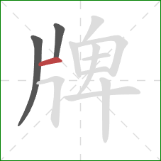 牌的笔顺第3画：横