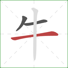 牛的笔顺第3画：横