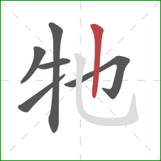 牠的笔顺第6画：竖