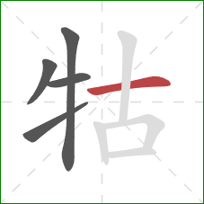 牯的笔顺第5画：横
