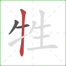 牲的笔顺第3画：竖
