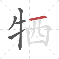 牺的笔顺第5画：横
