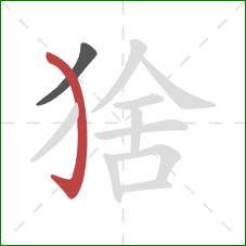 猞的笔顺第2画:弯钩 猞的笔顺第2画:弯钩
