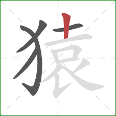 猿的笔顺第5画：竖