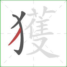 獲的笔顺第3画：撇