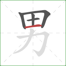 男的笔顺第5画：横