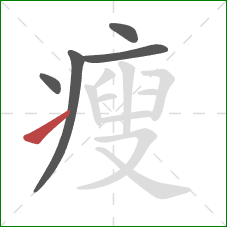 瘦的笔顺第5画：提