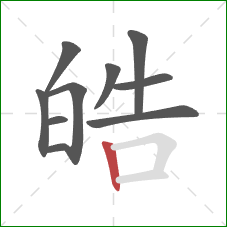 皓的笔顺第10画：竖