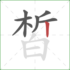 皙的笔顺第8画：竖