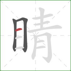 睛的笔顺第3画：横