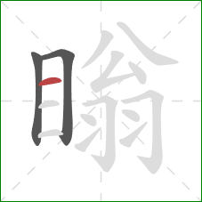 瞈的笔顺第3画：横