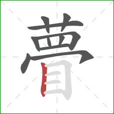 瞢的笔顺第11画：竖