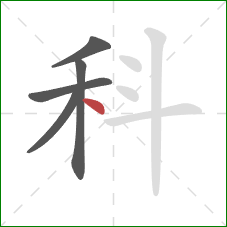 科的笔顺第5画：点