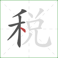 税的笔顺第5画：点