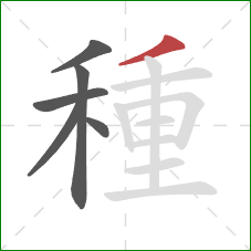 種的笔顺第6画：撇