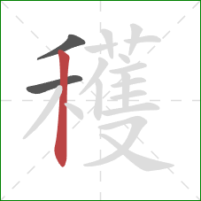穫的笔顺第3画:竖 穫的笔顺第3画:竖