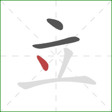 立的笔顺第3画：点