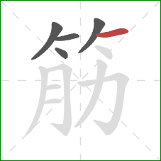筋的笔顺第5画：横
