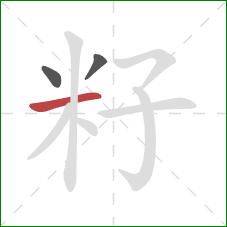 籽的笔顺第3画：横