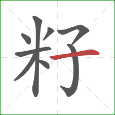 籽的笔顺第9画：横