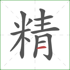 精的笔顺第14画：横