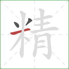 精的笔顺第3画：横
