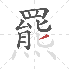 羆的笔顺第14画：撇