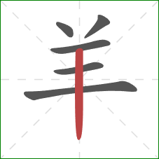 羊的笔顺第6画：竖