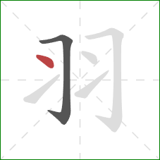 羽的笔顺第2画:点 羽的笔顺第2画:点