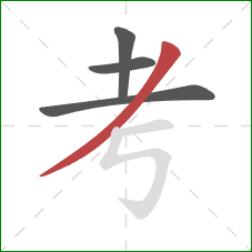 考的笔顺第4画：撇