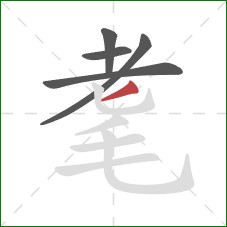 耄的笔顺第5画:撇 耄的笔顺第5画:撇