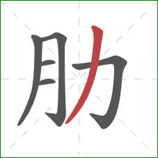 肋的笔顺第6画：撇