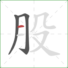 股的笔顺第3画：横