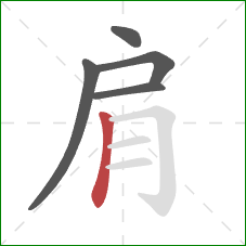 肩的笔顺第5画：竖