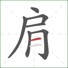 肩的笔顺第7画：横