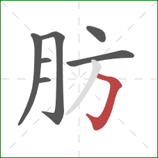 肪的笔顺第7画：横折钩