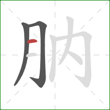 肭的笔顺第3画：横