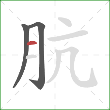 肮的笔顺第3画：横