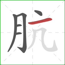 肮的笔顺第6画：横