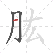 肱的笔顺第3画：横