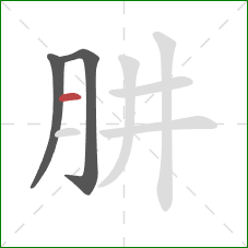 肼的笔顺第3画：横