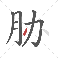 胁的笔顺第7画：点