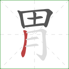 胃的笔顺第6画：竖