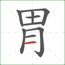 胃的笔顺第9画：横