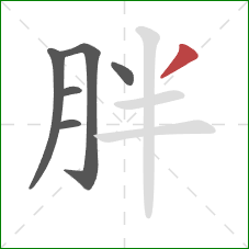 胖的笔顺第6画：撇