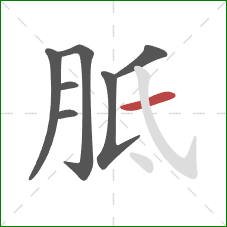 胝的笔顺第7画：横