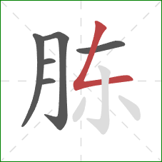 胨的笔顺第6画：撇折